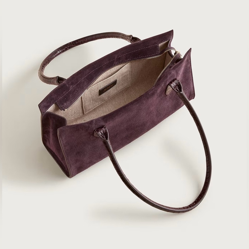 Women’s Suede Shoulder Bag.  Chocolate Berry suede - Picture 3 of 6